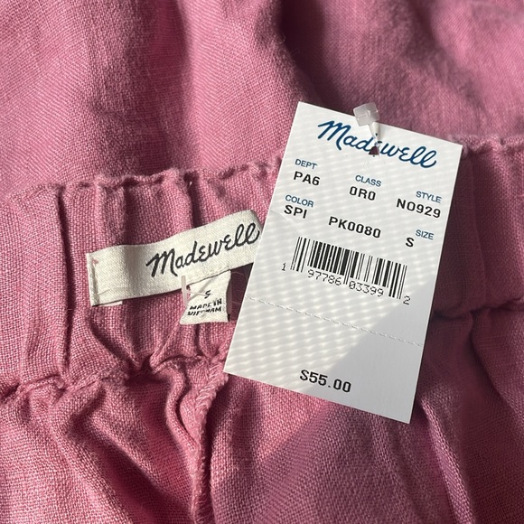 NWT Madewell Clean Linen Pull-On Shorts Women’s Small Shaded Pink Lightweight - Picture 10 of 11